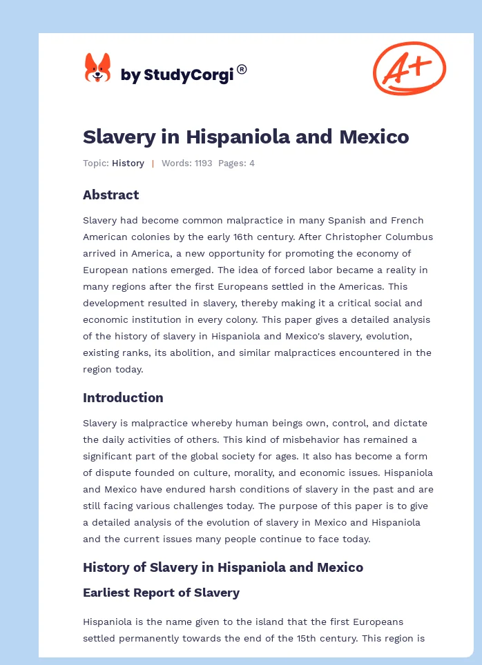 Slavery in Hispaniola and Mexico. Page 1