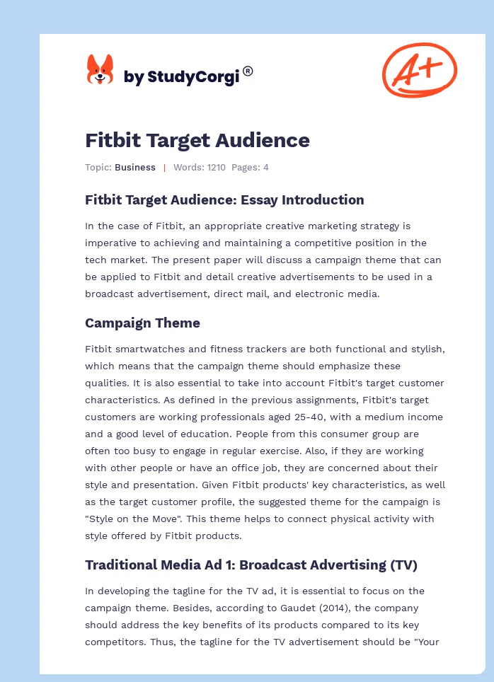 Fitbit Target Audience. Page 1