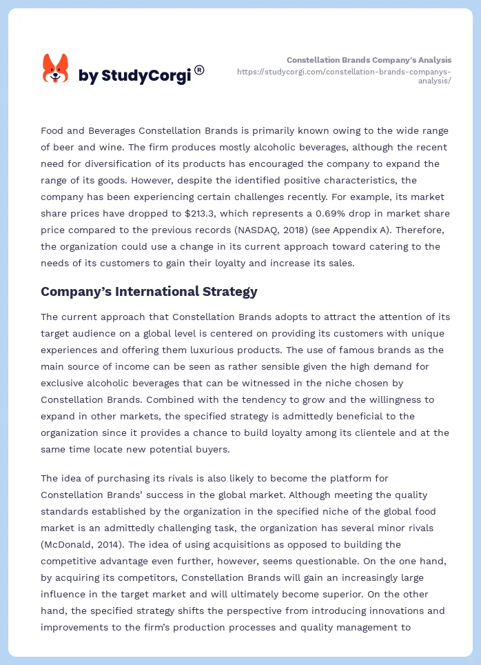 Constellation Brands Company's Analysis. Page 2