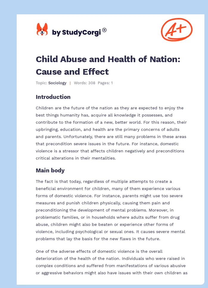 Child Abuse and Health of Nation: Cause and Effect. Page 1