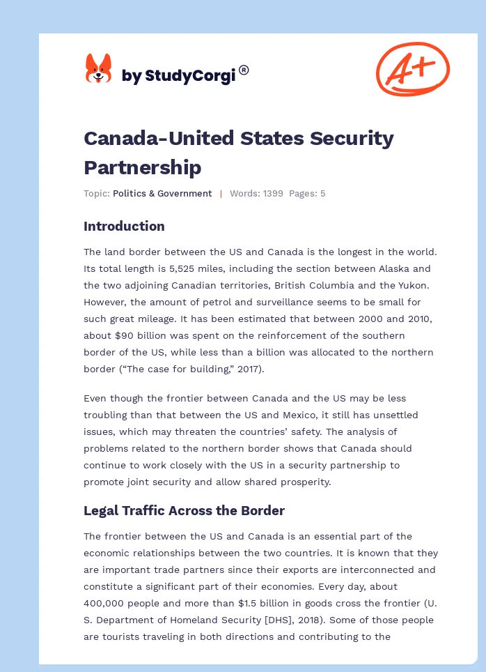 Canada-United States Security Partnership. Page 1
