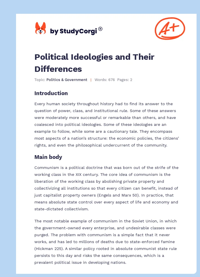 Political Ideologies and Their Differences. Page 1