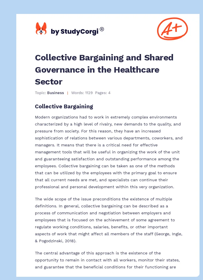 Power in Organizations: Collective Bargaining and Shared Governance. Page 1