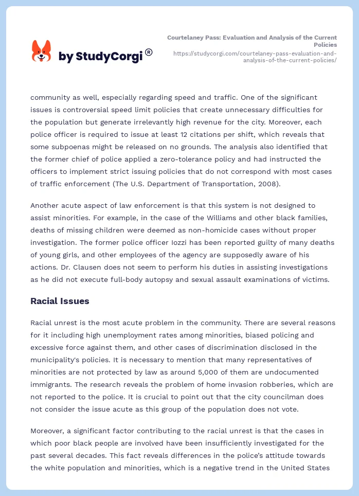 Courtelaney Pass: Evaluation and Analysis of the Current Policies. Page 2