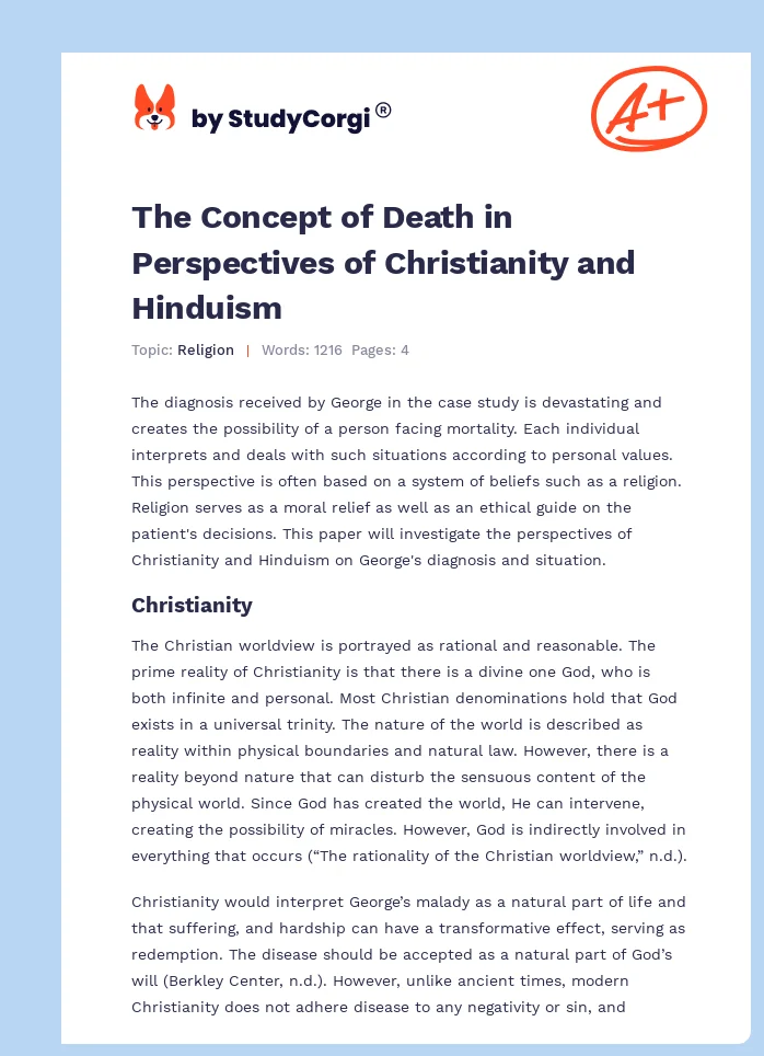 The Concept of Death in Perspectives of Christianity and Hinduism. Page 1