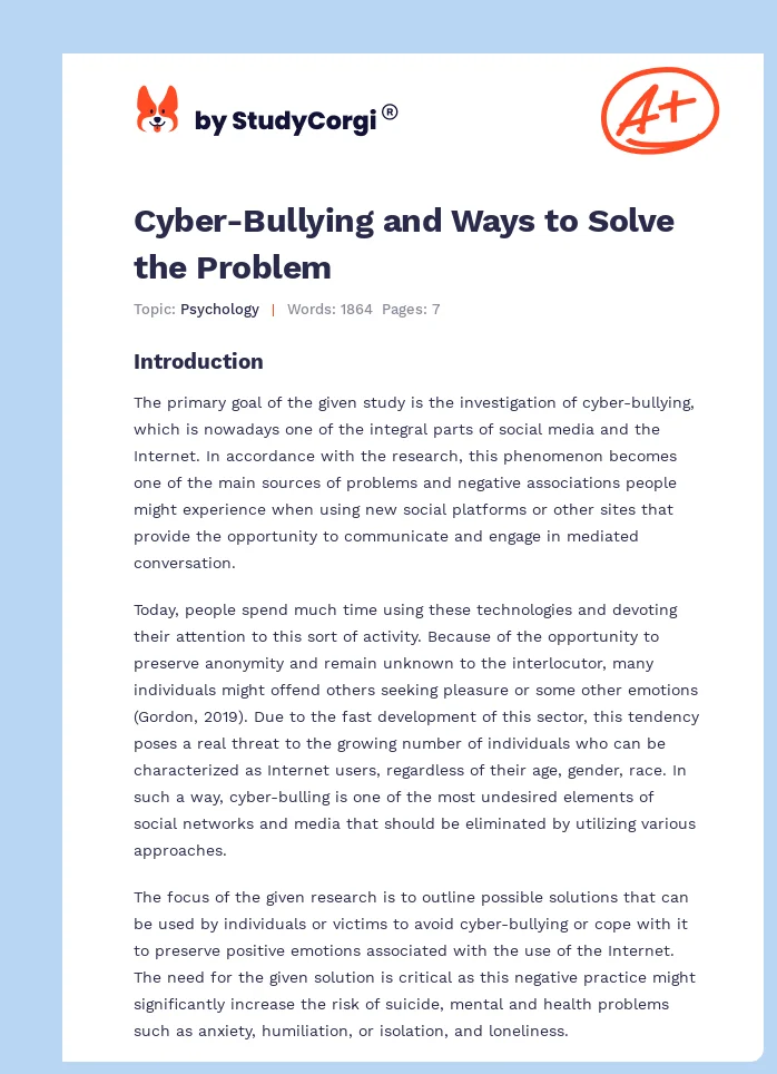 Cyber-Bullying and Ways to Solve the Problem. Page 1