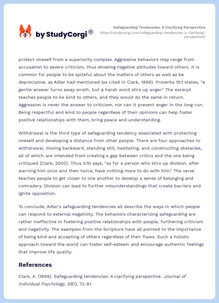 Safeguarding Tendencies: A Clarifying Perspective. Page 2