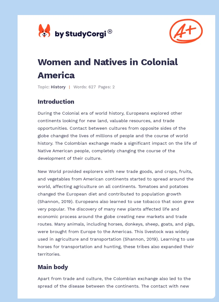Women and Natives in Colonial America. Page 1