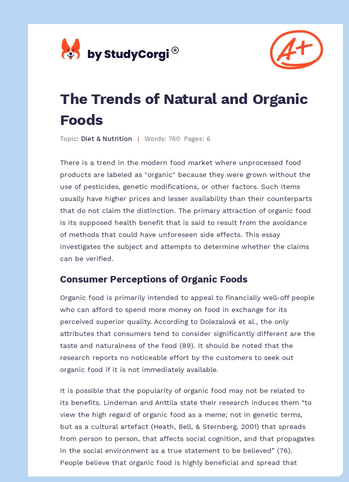 The Trends of Natural and Organic Foods. Page 1