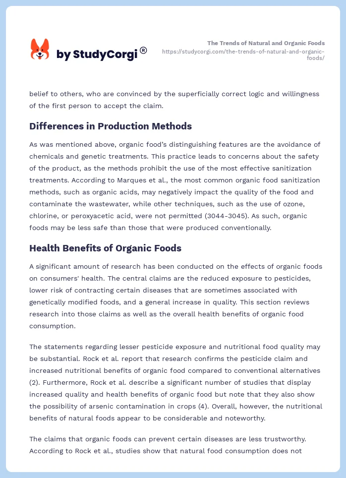 The Trends of Natural and Organic Foods. Page 2