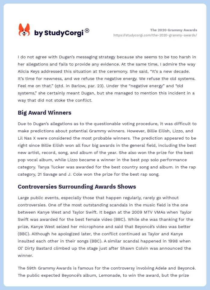 The 2020 Grammy Awards. Page 2