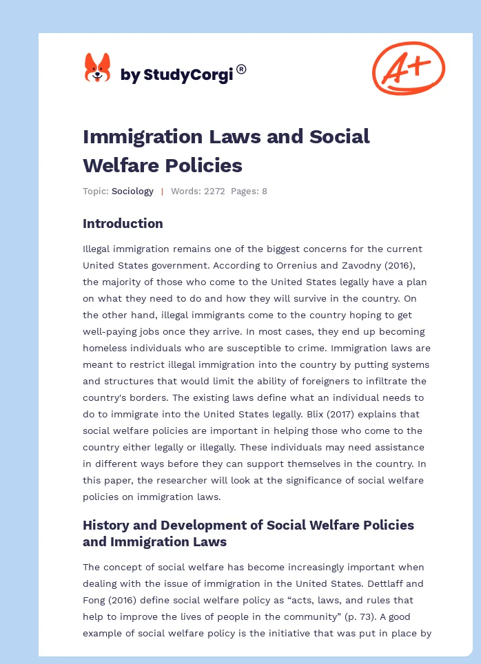 Immigration Laws and Social Welfare Policies. Page 1