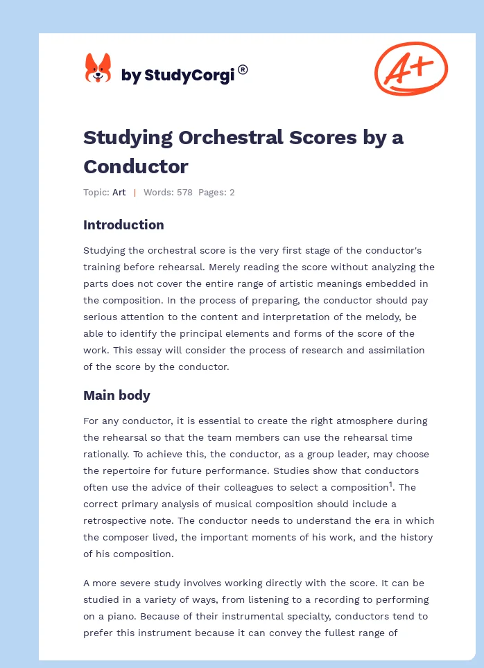 Studying Orchestral Scores by a Conductor. Page 1
