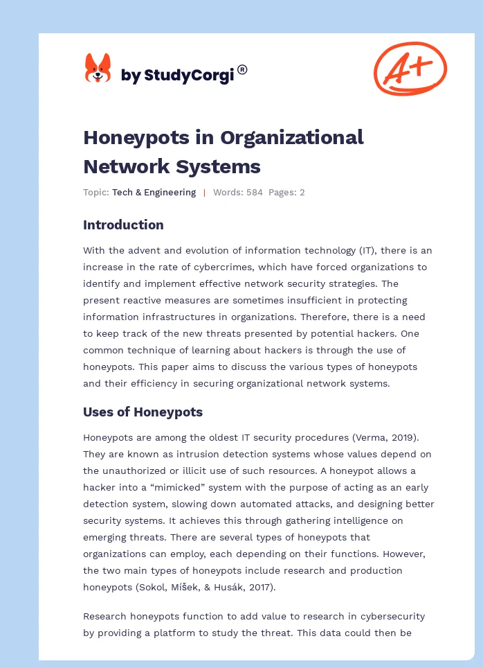 Honeypots in Organizational Network Systems. Page 1