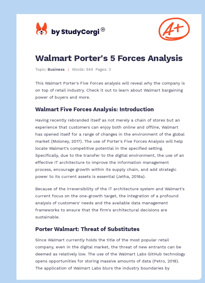 Walmart Porter's 5 Forces Analysis. Page 1