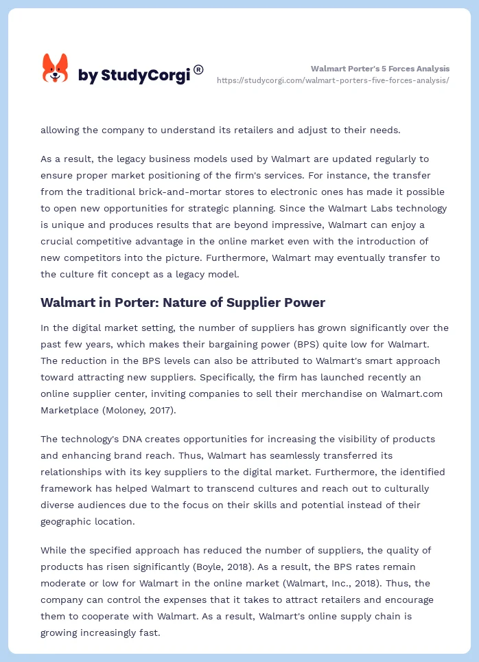 Walmart Porter's 5 Forces Analysis. Page 2
