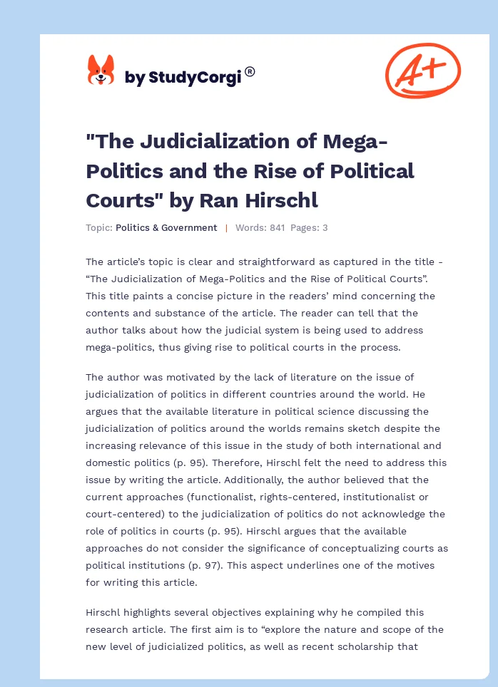"The Judicialization of Mega-Politics and the Rise of Political Courts" by Ran Hirschl. Page 1