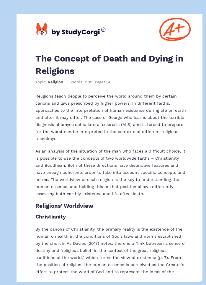 The Concept of Death and Dying in Religions. Page 1