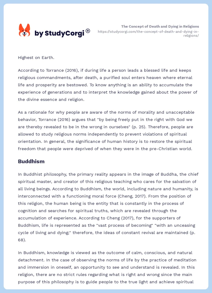The Concept of Death and Dying in Religions. Page 2