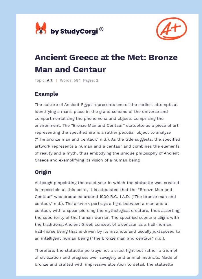 Ancient Greece at the Met: Bronze Man and Centaur. Page 1