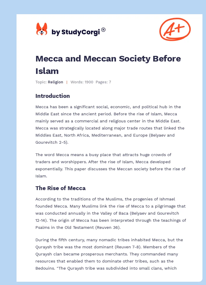 Mecca and Meccan Society Before Islam. Page 1