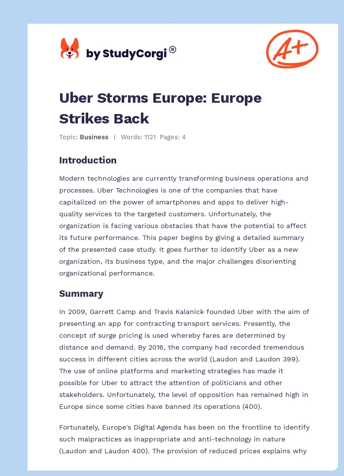 Uber Storms Europe: Europe Strikes Back. Page 1
