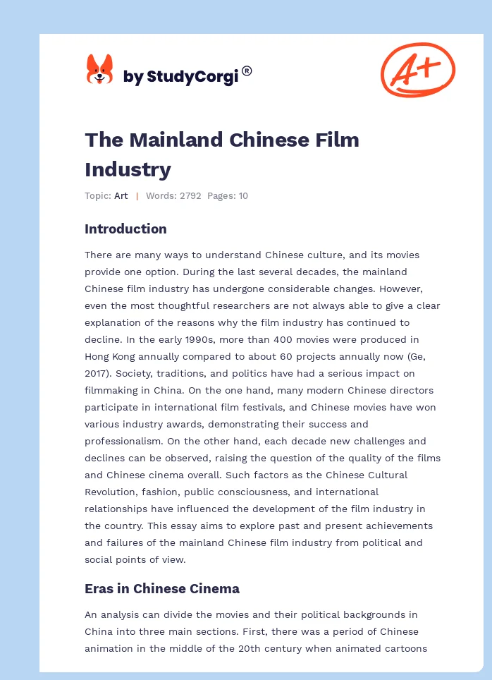 The Mainland Chinese Film Industry. Page 1