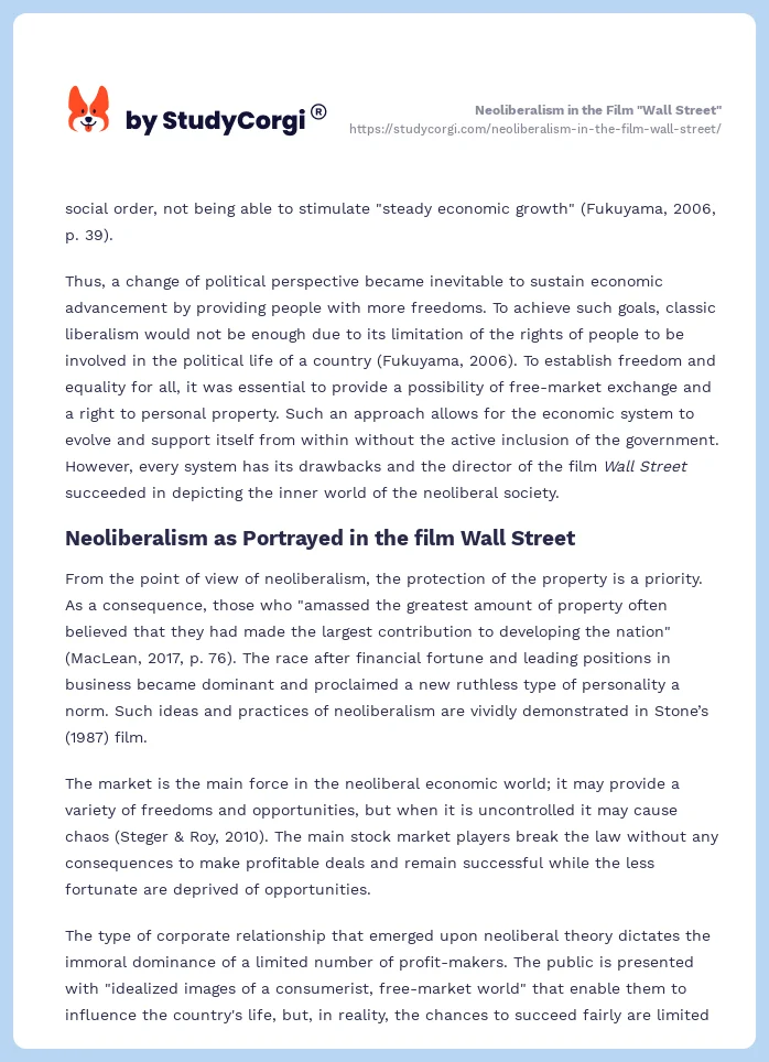 Neoliberalism in the Film "Wall Street". Page 2