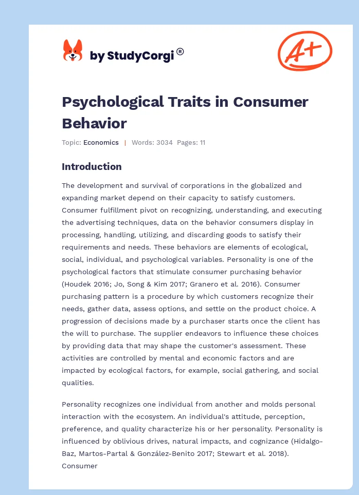 Psychological Traits in Consumer Behavior. Page 1