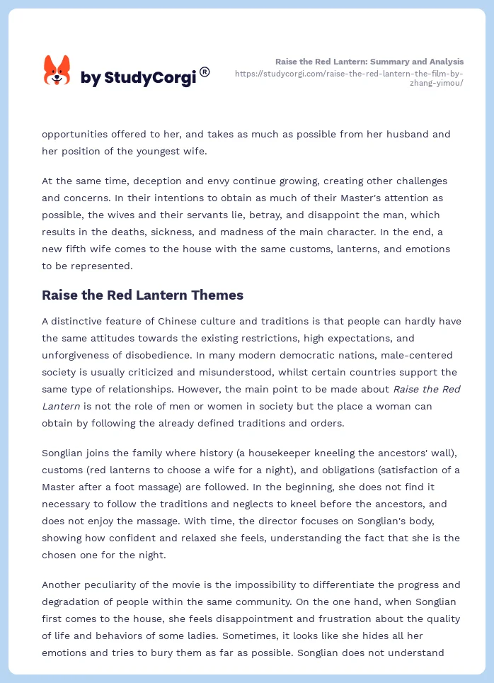 Raise the Red Lantern: Summary and Analysis. Page 2