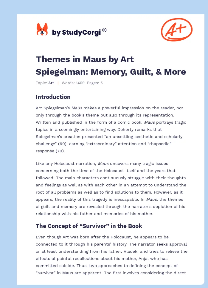 Themes in Maus by Art Spiegelman: Memory, Guilt, & More. Page 1