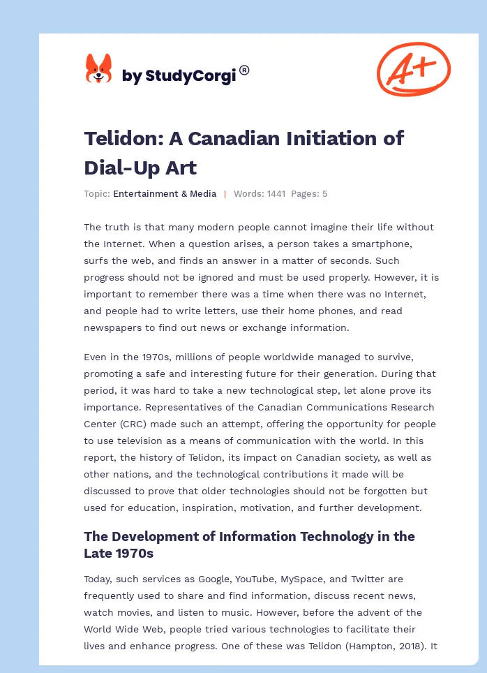Telidon: A Canadian Initiation of Dial-Up Art. Page 1