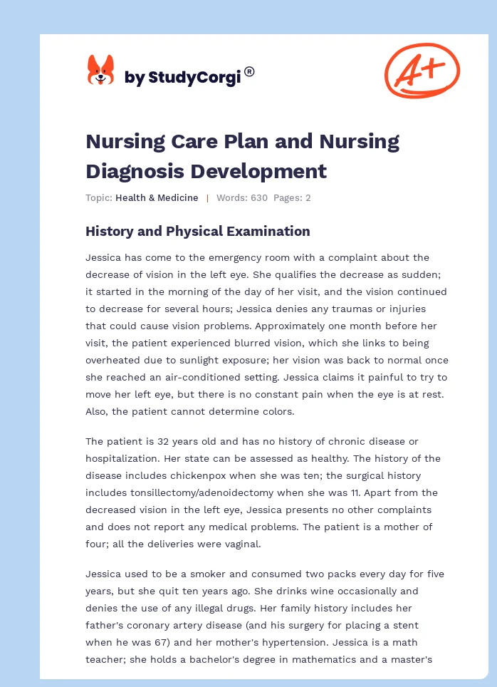 Nursing Care Plan and Nursing Diagnosis Development. Page 1