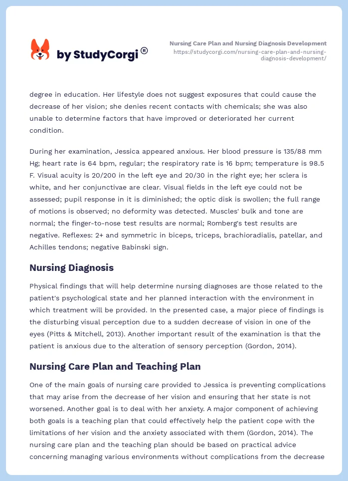 Nursing Care Plan and Nursing Diagnosis Development. Page 2
