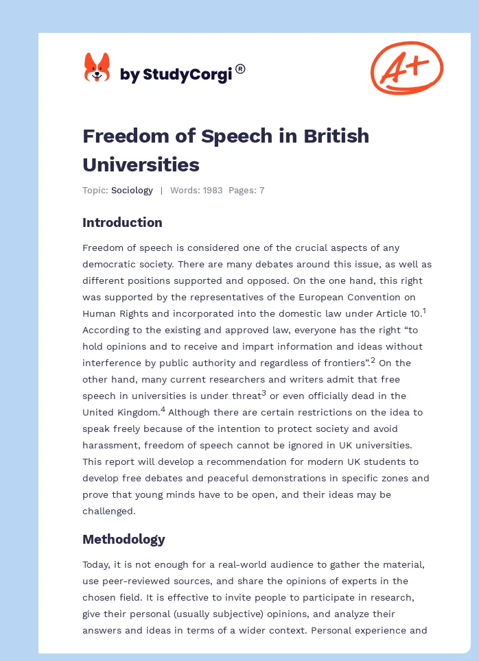 Freedom of Speech in British Universities. Page 1