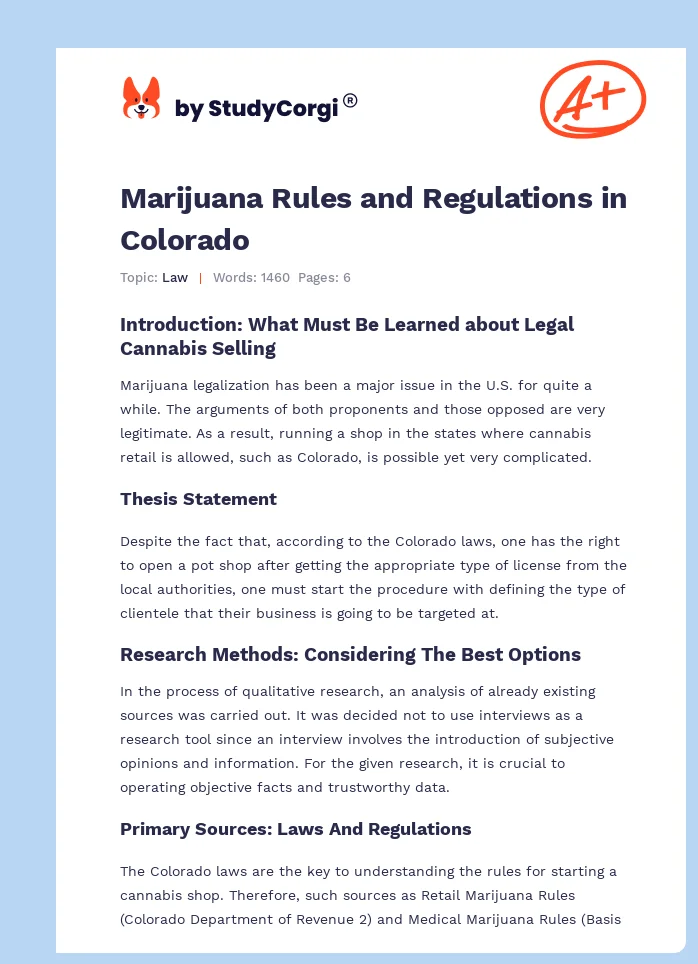 Marijuana Rules and Regulations in Colorado. Page 1