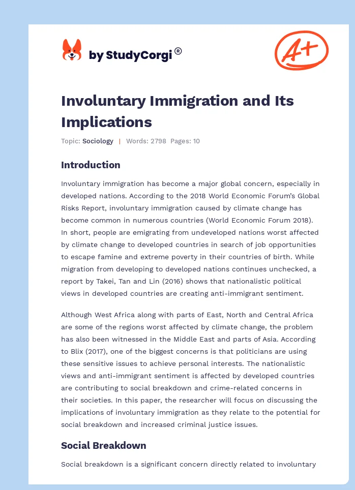 Involuntary Immigration and Its Implications. Page 1