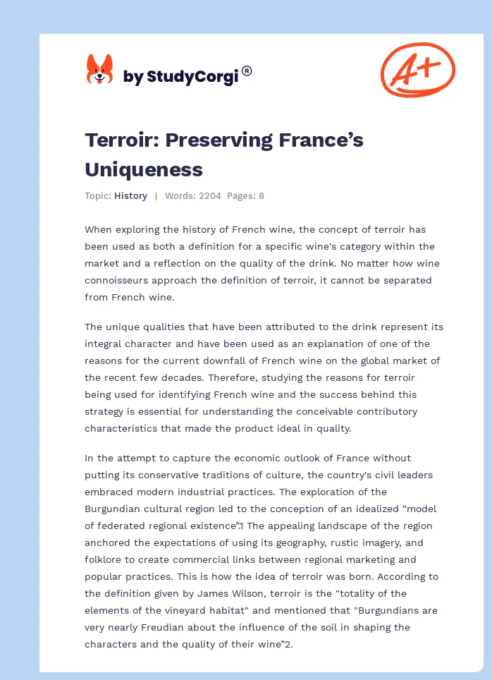 Terroir: Preserving France’s Uniqueness. Page 1