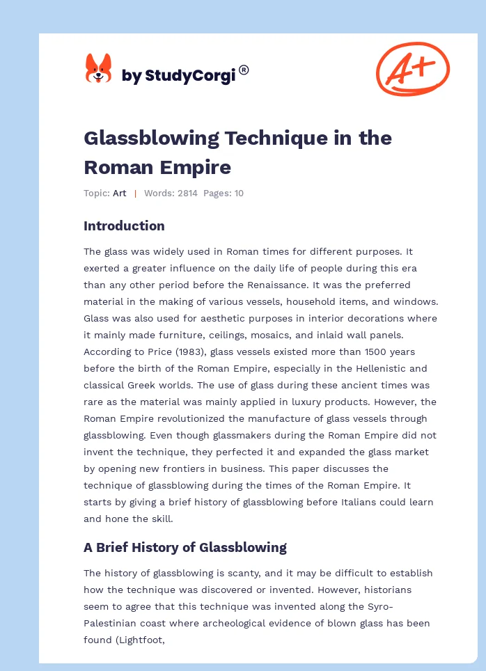 Glassblowing Technique in the Roman Empire. Page 1