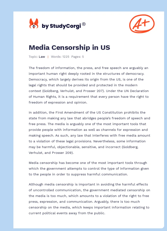 media censorship introduction essay