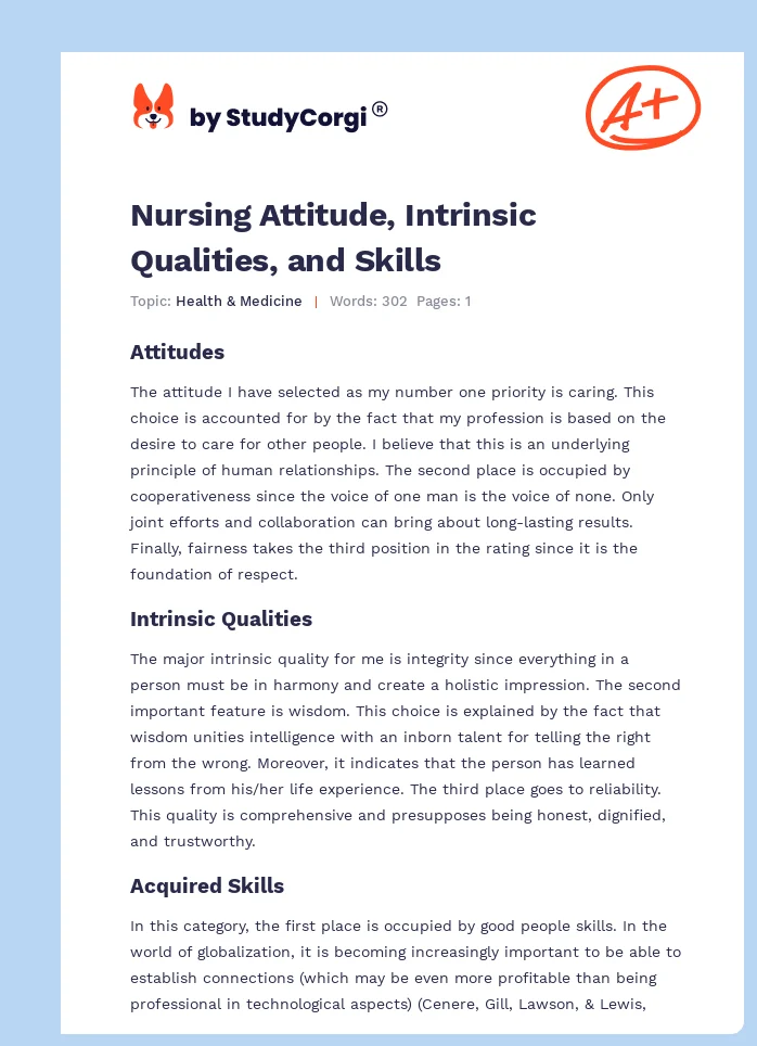 Nursing Attitude, Intrinsic Qualities, and Skills. Page 1