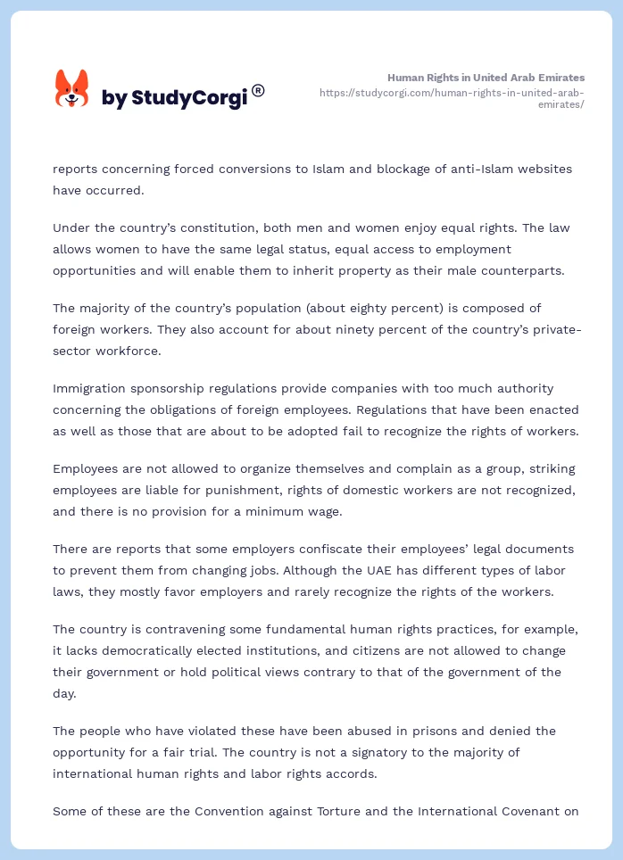 Human Rights in United Arab Emirates. Page 2