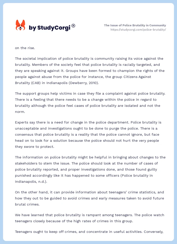The Issue of Police Brutality in Community. Page 2