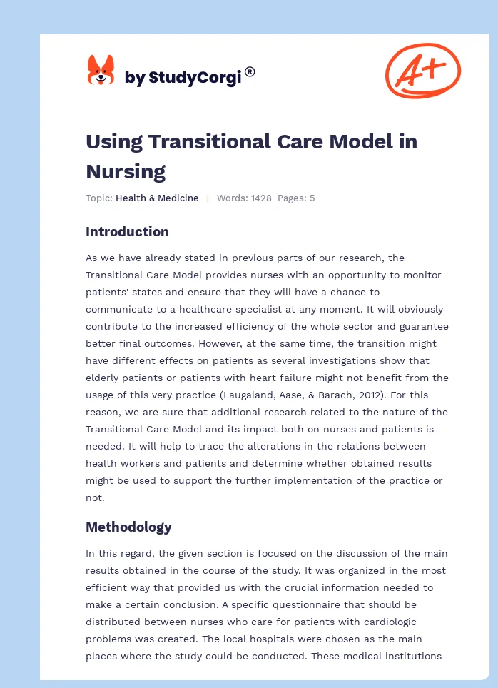 Using Transitional Care Model in Nursing. Page 1