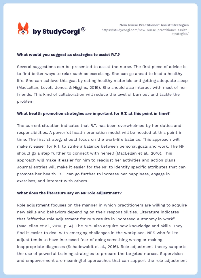 New Nurse Practitioner: Assist Strategies. Page 2