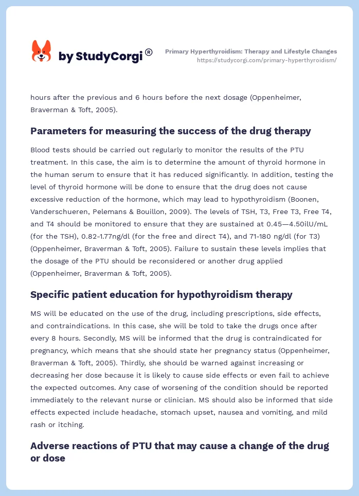 Primary Hyperthyroidism: Therapy and Lifestyle Changes. Page 2