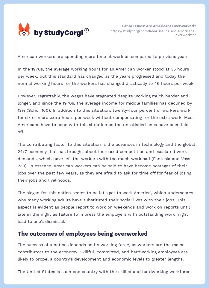 Labor Issues: Are Americans Overworked?. Page 2