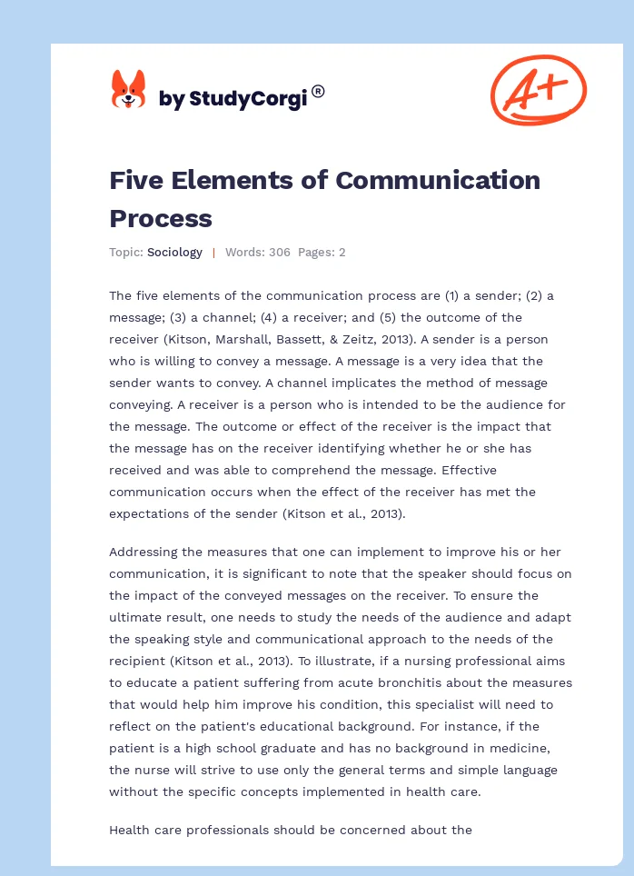 Five Elements of Communication Process. Page 1