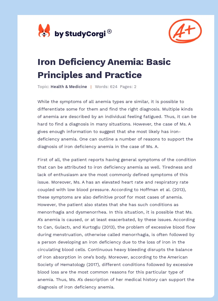 Iron Deficiency Anemia: Basic Principles and Practice. Page 1