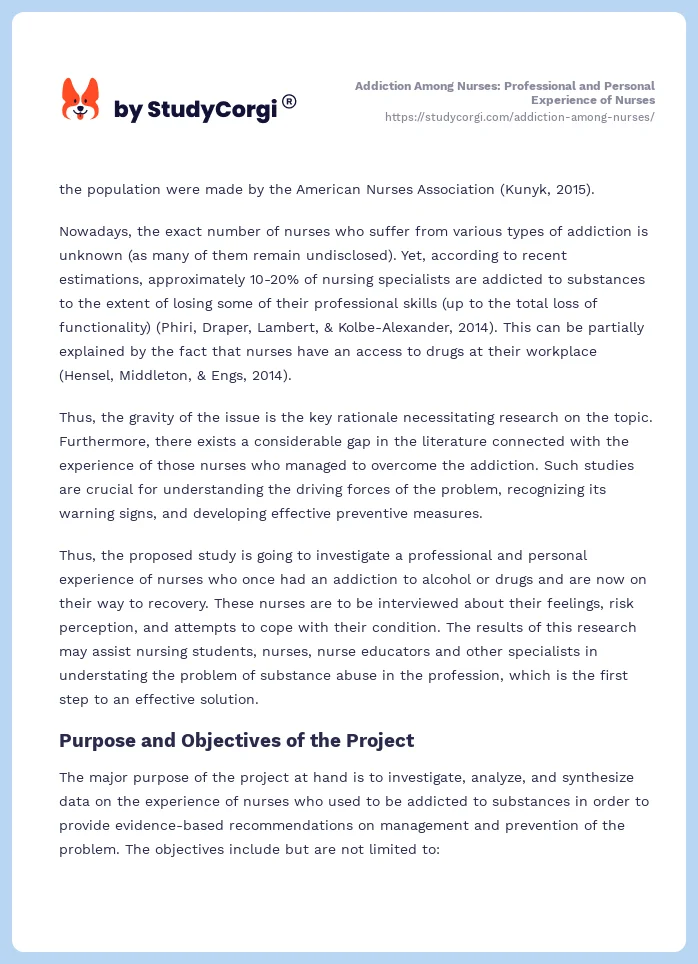 Addiction Among Nurses: Professional and Personal Experience of Nurses. Page 2